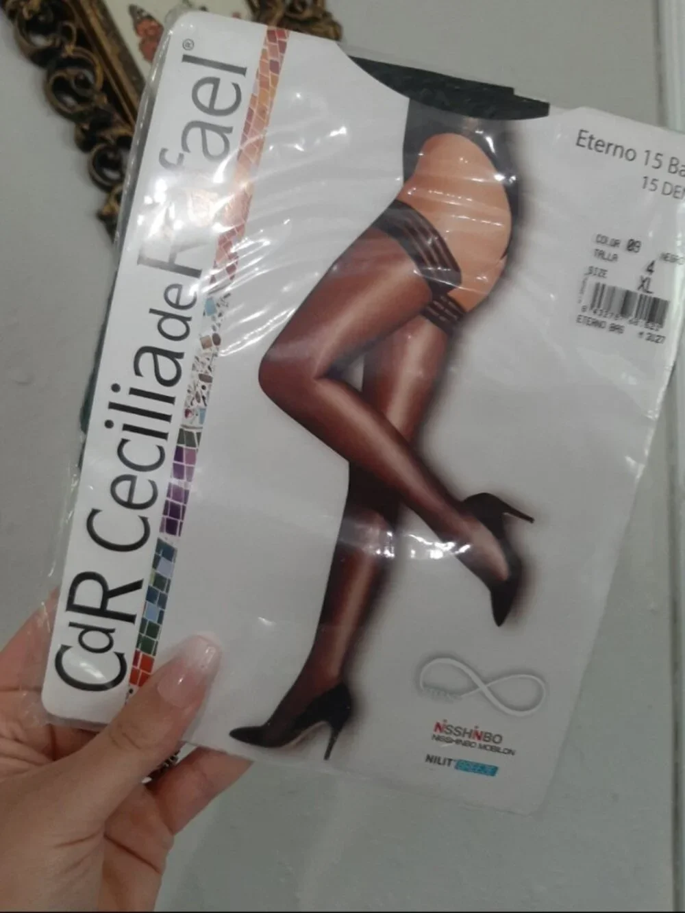 Ceclia de Rafael thigh highs shimmer shiny sexy hosiery pinup nwt black xl 4